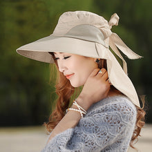 Load image into Gallery viewer, Hot Sale! Fashion large brimmed sun hats Foldable womens sunhats Self-tie Bow women&#39;s hat Summer Beach Floppy Cap Headwear