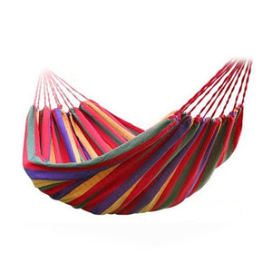 Portable Hammock Outdoor Garden Hammock Hanging Bed for Home Travel Camping Hiking Swing Canvas Stripe Hammock Red