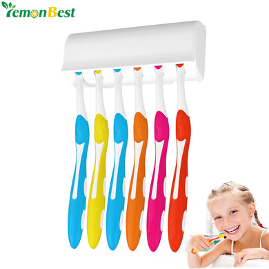 Wall Mount Toothbrush Holder Stand For 6 Toothbrushs With Cover Double-sided Tape Easy Installation Bathroom Set Accessories