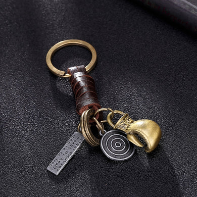 Boxing Glove Pendant Leather Keychain for Keys Car Key Chain Key Ring Holder Finder Keyring Trinket Cover Men's Jewelry Gifts