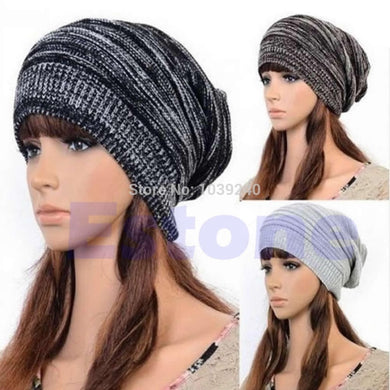 New Men Women's Knit Baggy Beanie Beret Hat Winter Warm Oversized Ski Cap Unisex