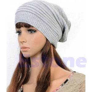 New Men Women's Knit Baggy Beanie Beret Hat Winter Warm Oversized Ski Cap Unisex