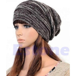 New Men Women's Knit Baggy Beanie Beret Hat Winter Warm Oversized Ski Cap Unisex