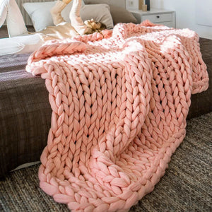 80*100cm Hand Chunky Knitted Blanket Thick Wool look Bulky Knitting Throw 6 Colors