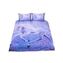 Load image into Gallery viewer, BeddingOutlet Purple Unicorn Bedding Set 3D Printed Quilt Cover Floral Scenic Bed Set 3-Piece Home Textiles