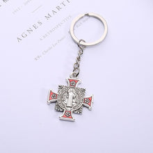 Load image into Gallery viewer, 10pcs/lot Saint Jesus Christ Cross Pendant Keychain Keyring For Keys Chain Ring Holder Women Men&#39;s Purse Charms Jewelry on a Bag