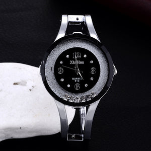 Fashion Full Steel Bracelet Watch Women Rhinestone Watch Female Clock