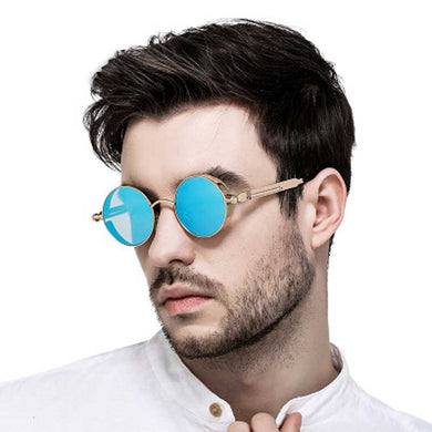 Gothic Steampunk Sunglasses for Men Women Vintage Round Retro Steam Punk Sun glasses Brand Designer Metal Coating Lens Glasses