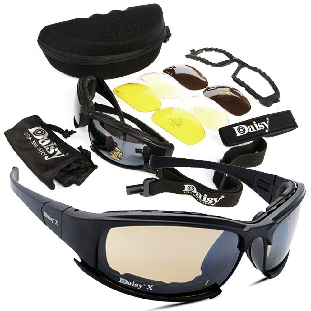 4 Lens Kit Army Goggles Military Sunglasses Men's Outdoor Sports War Game Tactic