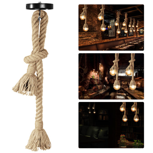 LEDMOMO 1M Pendant Hemp Lamp Rope Rustic Hanging Lights for Bedroom Restaurant Cafe Bar Country Style Decoration