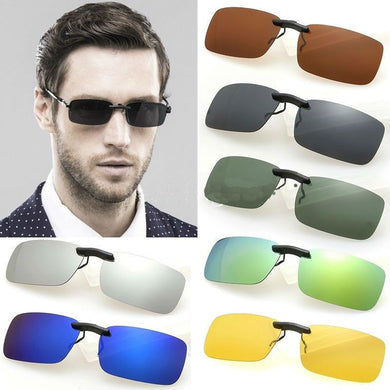 Polarized Day Night Vision Flip-up Clip-on Lens Driving Glasses Sunglasses