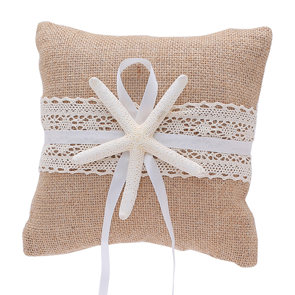 Wedding Ring Pillow Wedding Ring Cushion Burlap Jute Ring Bearer Pillow