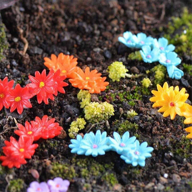 Mini Garden Ornament 10Pcs Miniature Moss Flower Craft Fairy Dollhouse Decor