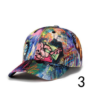 Personality Graffiti Printing Baseball Cap Unisex Adjustable Chapeau Sun Hat Hip hop Street Dancing Casual Cap