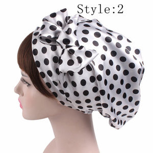 1 PC Women's Fashion Satin Bow Headscarf Turban Cap Soft Bonnet Hair Wrap Womens Sleeping Cap