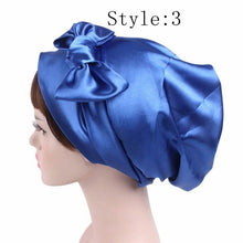 Load image into Gallery viewer, 1 PC Women&#39;s Fashion Satin Bow Headscarf Turban Cap Soft Bonnet Hair Wrap Womens Sleeping Cap