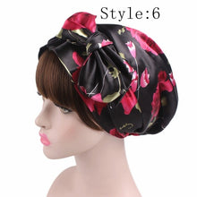 Load image into Gallery viewer, 1 PC Women&#39;s Fashion Satin Bow Headscarf Turban Cap Soft Bonnet Hair Wrap Womens Sleeping Cap