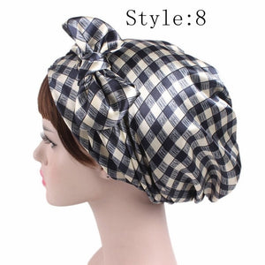 1 PC Women's Fashion Satin Bow Headscarf Turban Cap Soft Bonnet Hair Wrap Womens Sleeping Cap