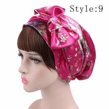 Load image into Gallery viewer, 1 PC Women&#39;s Fashion Satin Bow Headscarf Turban Cap Soft Bonnet Hair Wrap Womens Sleeping Cap