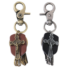 Load image into Gallery viewer, YYS056 Men&#39;s New Creative Punk Retro Alloy Cow Leather Keychains Keyrings