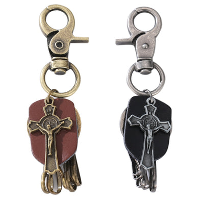 YYS056 Men's New Creative Punk Retro Alloy Cow Leather Keychains Keyrings