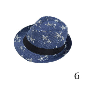 Unisex Adult chlid Summer Beach Straw Fedora Trilby Jazz Cap Coconut Tree Sun Hat