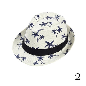 Unisex Adult chlid Summer Beach Straw Fedora Trilby Jazz Cap Coconut Tree Sun Hat