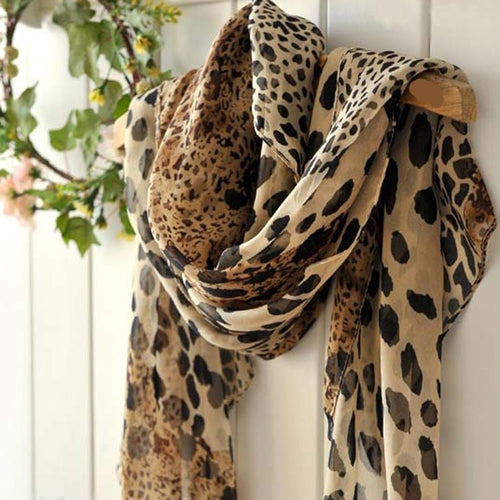 New Noble Fashion Women's Long Soft Wrap Lady Shawl Silk Leopard Chiffon Scarf