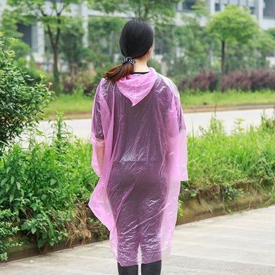 10PCs Disposable Adult Emergency Waterproof Rain Coat Poncho Hiking Camping Hood