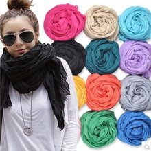 Load image into Gallery viewer, Women&#39;s fashion solider color blue black winter warm scarf soft Plain Cotton Women Scarves