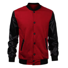 Load image into Gallery viewer, Cool Mens Wine Red Baseball Jacket Slim