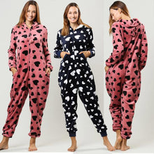 Load image into Gallery viewer, Womens Fashion Printing Hooded Flannel Long Sleeve Onesies Tracksuit