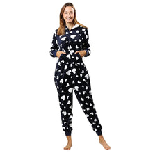 Load image into Gallery viewer, Womens Fashion Printing Hooded Flannel Long Sleeve Onesies Tracksuit