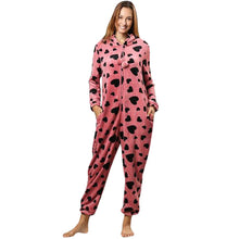 Load image into Gallery viewer, Womens Fashion Printing Hooded Flannel Long Sleeve Onesies Tracksuit