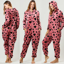 Load image into Gallery viewer, Womens Fashion Printing Hooded Flannel Long Sleeve Onesies Tracksuit