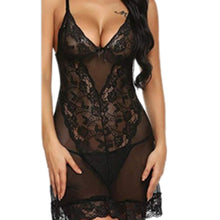 Load image into Gallery viewer, Womens Plus Size Eyelash Lace Lingerie V-neck Lace Details Pajamas