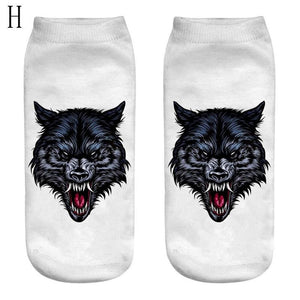 HOT Selling Fashion 1 Pair 3D Wolf Printing Anklet Socks for Men And Women